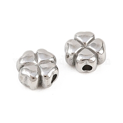 304ステンレススチールビーズ  クローバー  ステンレス鋼色  7.5x7.5x4mm  穴：1.6mm&nbsp;STAS-F339-05P
