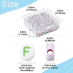 111g クラフトアクリル横穴文字ビーズ  フラットラウンド  ミックスカラー  6~7x3.5~4mm  穴：2mm  800個/ 111g&nbsp;SACR-FS0001-35