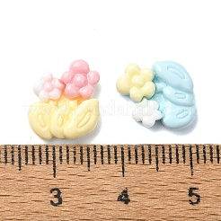 マカロンカラー不透明樹脂デコデンカボション  ミックスカラー  花  13x10.5x4mm&nbsp;CRES-Q221-02K