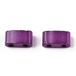 2穴ベーキングペイントガラスシードビーズ  長方形  パープル  4.5~5.5x2x2~2.5mm  穴：0.5~0.8mm&nbsp;SEED-S023-17B-32