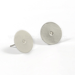 変色しにくい304ステンレススチールスタッドピアスセッティング  フラットラウンド  ステンレス鋼色  トレイ：12mm  12mm  ピン：0.8mm&nbsp;STAS-G170-03P