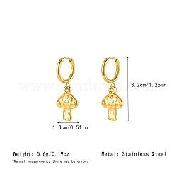 女性用304ステンレススチール製フープピアス  18KGP本金メッキ  キノコ  32x13mm&nbsp;MS6210-3