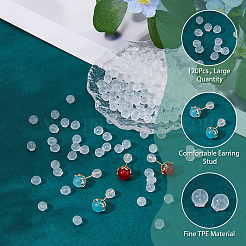 150個のプラスチック製イヤーナット  耳の後ろ  ラウンド  ホワイト  6x5.5mm  穴：1.2mm&nbsp;FIND-FH0008-56