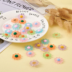 樹脂製のつや消しカボション  イヤリング＆ボビーピンアクセサリーのDIY  デイジーの花  ミックスカラー  23x23mm  6個/カラー  30個/箱&nbsp;RESI-TA0001-26