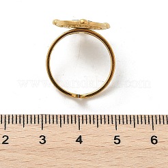 女性用楕円形 304 ステンレススチール パウア貝指輪  イオンプレーティング（ip）  18KGP本金メッキ  18x16mm  usサイズ6（16.5mm）&nbsp;RJEW-G346-09G-01