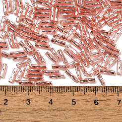 ガラスツイストビューグルビーズ  銀並ぶ  トマト  7x2mm  穴：0.8mm  約15000個/ポンド&nbsp;SEED-C004-06A
