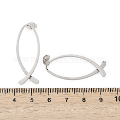 304ステンレススチールスタッドピアス  魚  ステンレス鋼色  35.5x14.5mm&nbsp;EJEW-Z089-10P