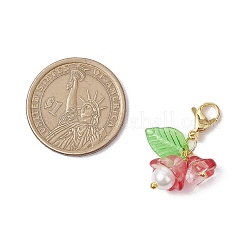 5個 5色の花のアクリルとガラスのペンダント装飾  バッグの飾り用のロブスター クロー クラスプ チャーム  ミックスカラー  28mm  1pc /カラー&nbsp;HJEW-JM02854