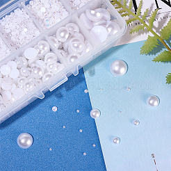 ABSプラスチックパール調カボション  半円  ホワイト  135x70x30mm  約15193個/箱&nbsp;SACR-PH0007-09