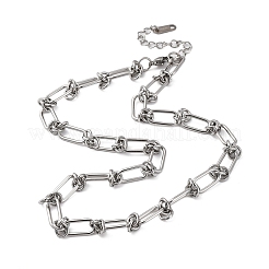 304ステンレススチールオーバルノットリンクチェーンネックレスレディースメンズ  ステンレス鋼色  15.79インチ（40.1cm）&nbsp;NJEW-P321-02P