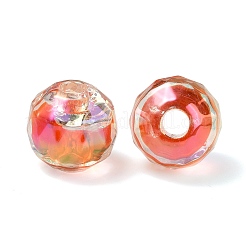 UVメッキ透明アクリルヨーロピアンビーズ  大穴ビーズ  ラウンド  レッド  13.5x13mm  穴：4mm&nbsp;OACR-F004-03D