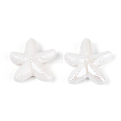 手作りの陶器ビーズ  ヒトデ  光沢釉の磁器  ホワイト  17~17.5x17~17.5x5~5.5mm  穴：1.6~2mm&nbsp;X-PORC-Q002-02E-01