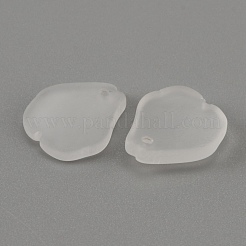 艶消しガラスチャーム  花びらのチャーム  ホワイト  15.3x13.5x3.8mm  穴：1.2mm&nbsp;GLAA-WH0033-18