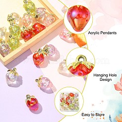 20個5色透明アクリルパーツ  ABSプラスチックループ付き  苺  ミックスカラー  27x18mm  穴：2.5mm  4個/カラー&nbsp;TACR-CJ0001-74