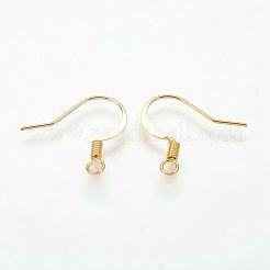 真鍮フレンチピアスフック  フラットピアスフック  耳ワイヤー  水平ループ付き  ニッケルフリー  ゴールドカラー  17mm  穴：2mm&nbsp;KK-Q366-G-NF