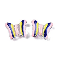 透明アクリルエナメルビーズ  蝶  ピンク  16~17x20x8~8.5mm  穴：2mm&nbsp;TACR-G040-05B