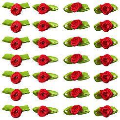 2セット100個の布製花飾りアクセサリー  レッド  26~28x14~16x8~11mm  50個/セット&nbsp;FIND-SP0004-75