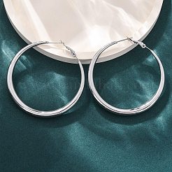 304ステンレススチールフープピアス  ステンレス鋼色  60x5mm&nbsp;EJEW-Z093-01P-02