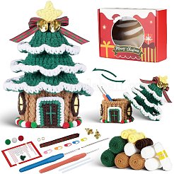 DIY編み物キット  ポリエステル糸を含む  スティックのり  かぎ針  クリスマスツリー  ミックスカラー  140x200mm&nbsp;PW-WGA2077-01
