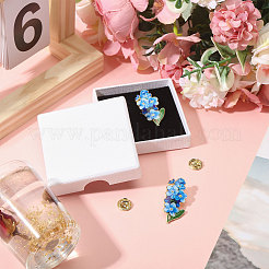 忘れな草亜鉛合金エナメルピン2個  バックパックの服に合う金色のブローチ  ブルー  39x18mm&nbsp;JEWB-CA0001-77
