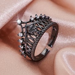 女性用クラウンスカル亜鉛合金オープンカフリング  赤銅鉱  内径: 調節可能&nbsp;PW-WGB7021-01