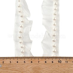 ポリエステルサテンレースリボン  模造パールと  ジュエリー作り用のひも付き  ホワイト  1-1/8インチ（28mm）  約9.84ヤード（9m）/ pc&nbsp;OCOR-XCP0002-77