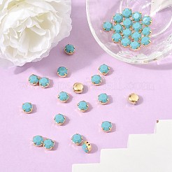 プレシオサ® マキシマ クリスタル 縫い付けカップ  チェコクリスタル  真鍮製爪付き台座付き  719 37 080 チャトン（丸）  ゴールドカラー  ターコイズ63030個  ss34（7.05~7.25mm）&nbsp;X-PRC-SS34-63030-G