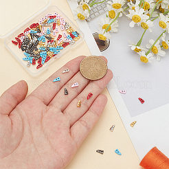 120色6穴合金ホーンボタン2個  bjd人形製作用  ミックスカラー  6.5x3x2mm  穴：1mm  20個/カラー&nbsp;FIND-FG0003-38