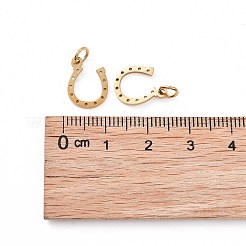 イオンプレーティング（IP）304ステンレススチールチャーム  馬蹄  ゴールドカラー  13x10x1mm  穴：3mm&nbsp;STAS-S105-T519G
