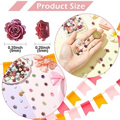 100 個のプラスチックカボション  花  ミックスカラー  9x9x5mm&nbsp;KY-CJ0002-18