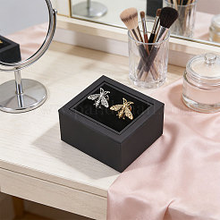 プラスチック製の転倒式カフスボタン収納ボックス  長方形  ブラック  7.8x6.8x4.05cm&nbsp;CON-WH0095-227