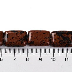 天然石マホガニーオブシディアンビーズ連売り  長方形  18x13.5x5.5mm  穴：1.2mm  約22個/連  15.75インチ（40cm）&nbsp;G-T047-B26-01
