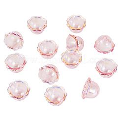 30 個の UV メッキアクリルビーズキャップ  花  ピンク  24x15.5mm  穴：3mm  内径：16.5mm&nbsp;PACR-TA0001-20C