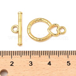 304ステンレススチールトグル留め具  ハートと環  18KGP本金メッキ  リング：21x14x2mm  バー：6x20x2mm  穴：2.5mm&nbsp;STAS-E204-04G