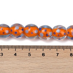 手作りラムワードビーズ連売り  水玉模様のラウンド  ダークオレンジ  10~11x9~10mm  穴：1.4mm  約40個/連  14.2~15.94''（36~40.5センチメートル）&nbsp;LAMP-P069-01A-03