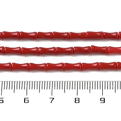 染色された合成サンゴビーズ連売り  竹の棒  ファイヤーブリック  7x3mm  穴：0.7mm  約59個/連  16.14''（41センチメートル）&nbsp;CORA-P010-03