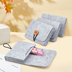 ボタン付きフェルトジュエリー収納バッグ5個  ピアス用  リング  ネックレス  長方形  グレー  10.3x13.5x3.2cm&nbsp;ABAG-BC0001-71B