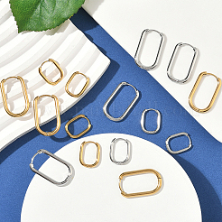 8ペア4スタイル304ステンレススチールオーバルフープピアス  ミックスカラー  16.5~26.5x11.5~16x2~2.5mm  2ペア/スタイル&nbsp;EJEW-SC0001-75