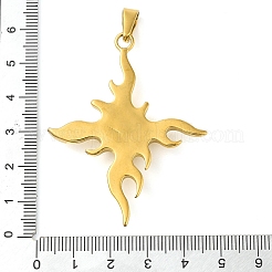 304ステンレススチール製ビッグペンダント  アクリルラインストーン付き  太陽のチャーム付き十字架  ゴールドカラー  濃い緑  55.5x46x6.5mm  穴：10x4.5mm&nbsp;STAS-R229-02A-G