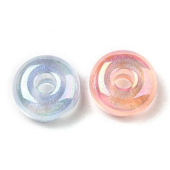 透明 UV メッキ レインボー虹色アクリル ヨーロピアン ビーズ  大穴ビーズ  ロンデル  ミックスカラー  16x8mm  穴：5mm&nbsp;MACR-F076-02M