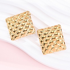 女性用304ステンレススチールスタッドピアス  菱形  ゴールドカラー  44x44mm&nbsp;LS-EJEW-K306-08G