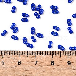 焼付塗装ガラスシードビーズ  ピーナッツ  ブルー  2~2.5x4x2mm  穴：0.8mm  約15000個/ポンド&nbsp;SEED-A033-04E