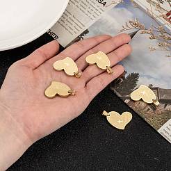 304 ステンレススチール ハート 主の祈り クロス ペンダント  ゴールドカラー  26x20x2.5mm  穴：4.5x5.5mm&nbsp;X-STAS-O065-15