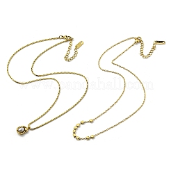 2個2スタイルプラスチックオーバル&304ステンレススチールナゲットペンダントネックレスセット  女性のための積み重ね可能なネックレス  ゴールドカラー  14.76~16.61インチ（37.5~42.2cm）  1個/スタイル&nbsp;NJEW-K257-08G