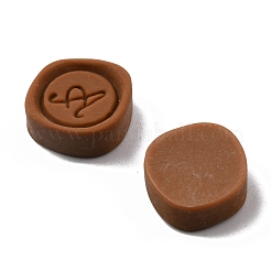 模造食品樹脂カボション  菱形  文字 a のチョコレートの形  シエナ  19x19x7mm&nbsp;RESI-WH0035-18D-A01