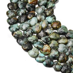 天然アフリカンターコイズ（ジャスパー）ビーズ連売り  ハート  5.5~6.5x6~6.5x2.5~3mm  穴：0.7~0.8mm  約68~71個/連  15.04''（38.2cm）〜15.12''（38.4cm）&nbsp;G-P575-C18-6mm