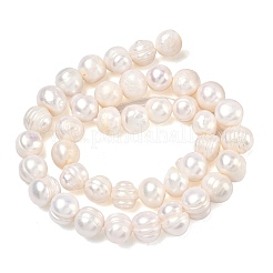天然養殖淡水パールビーズ連売り  ポテト  グレードAB  雪  9~10mm  穴：0.6mm  約40~41個/連  13.39~14.02''（34~35.6センチメートル）&nbsp;PEAR-L034-12G