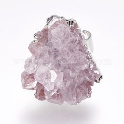 調節可能ドゥルージークリスタル指輪指輪  真鍮パーツ  18mm&nbsp;RJEW-L082-01