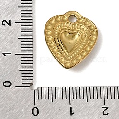 304ステンレスペンダント  エンボス加工のハートチャーム  イオンプレーティング（ip）  18KGP本金メッキ  20x15.5x3.5mm  穴：2.5mm&nbsp;SA-CBA9B1E-06G