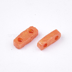 2穴ベーキングペイントガラスシードビーズ  長方形  トマト  4.5~5x2x1~1.5mm  穴：0.5~0.8mm&nbsp;SEED-S023-17A-03